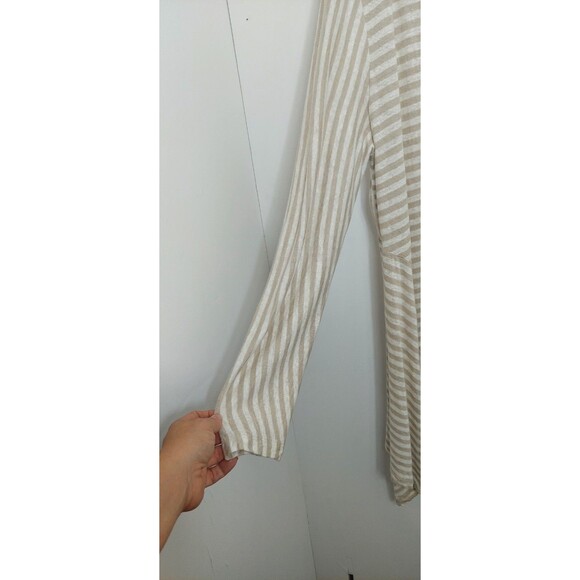 Soft Surroundings Women's Size 1X Cardigan Linen Cream White Stripe One Button - Picture 5 of 10
